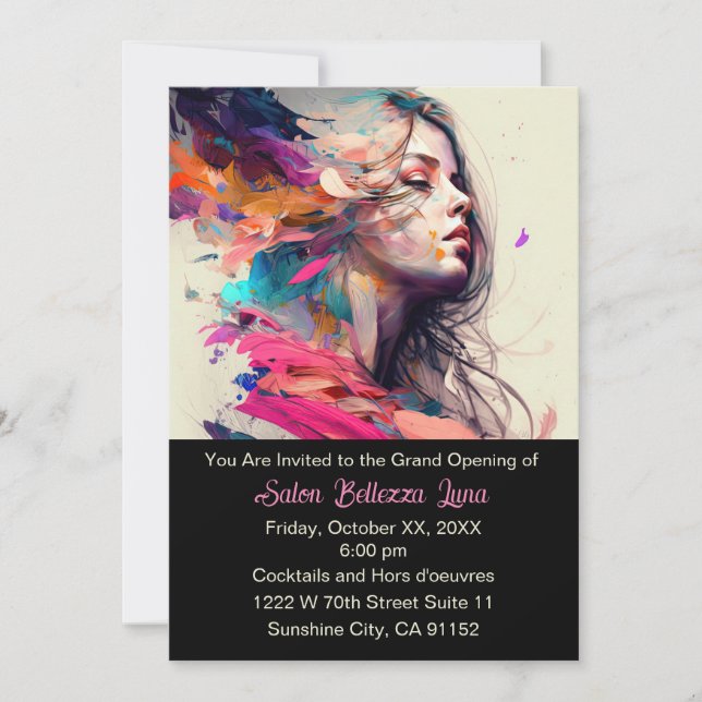 Grand Opening Hair Salon Esthetician Makeup Artist Invitation (Front)