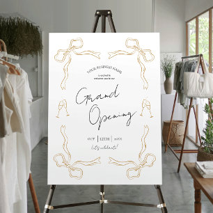 Grand Opening Hand Drawn Bow Unique Welcome Sign