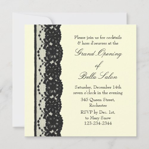 Grand Opening Ivory French Lace Invitation