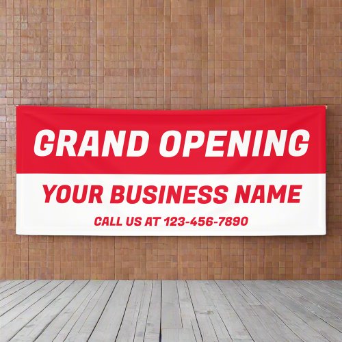 Grand Opening l Red  White Business Sign Banner