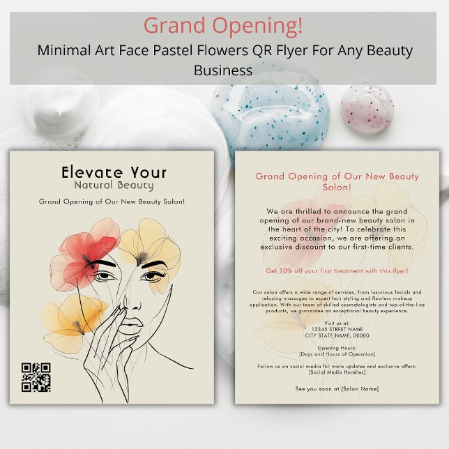 Grand Opening Minimal  Flowers Beauty Brochure Flyer (Creator Uploaded)