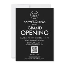 Grand Opening Modern Black Business Logo QR Code