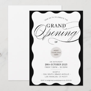 GRAND OPENING modern business event black wave Invitation