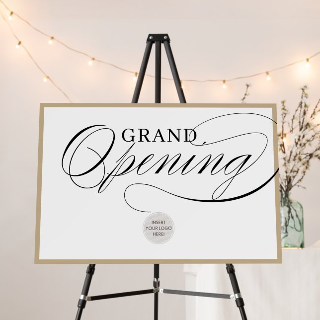 GRAND OPENING modern business logo event black Foam Board (In Situ (Stand))