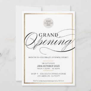GRAND OPENING modern business logo event black Invitation