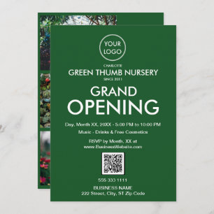 Grand Opening Modern Green Business Logo QR Code Invitation