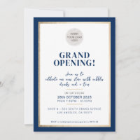 GRAND OPENING modern minimal logo store navy gold