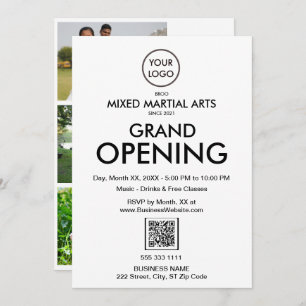 Grand Opening Modern White Business Logo QR Code Invitation