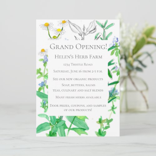 Grand Opening New Business Herb Farm Invitation