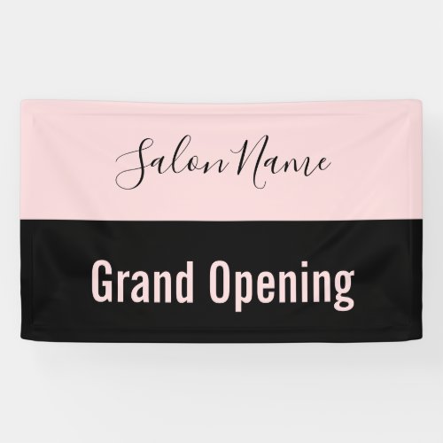 Grand Opening Pale Pink Black Script Beauty Salon Banner