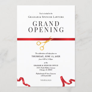 Grand Opening Red Ribbon Cutting Ceremony Invitation