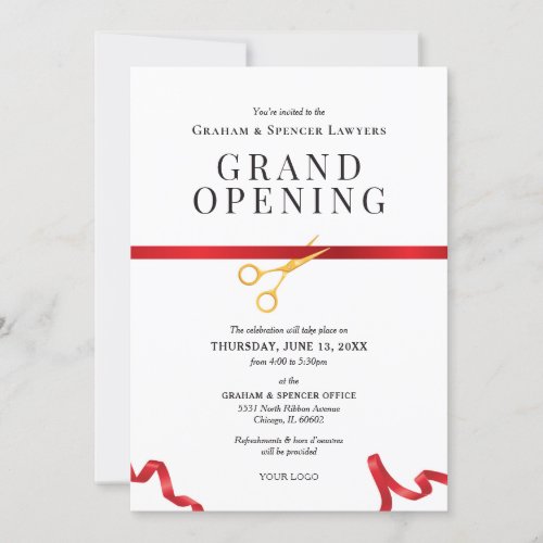 Grand Opening Red Ribbon Cutting Ceremony Invitation