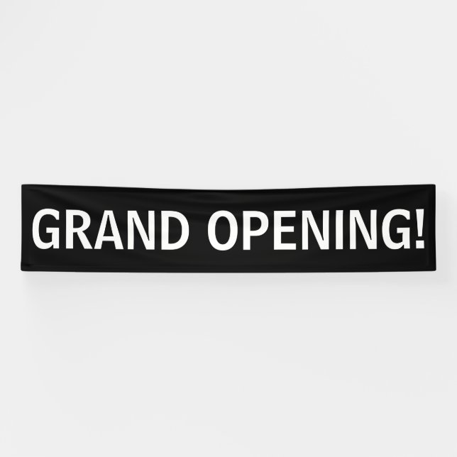 Grand opening simple black white banner sign (Horizontal)