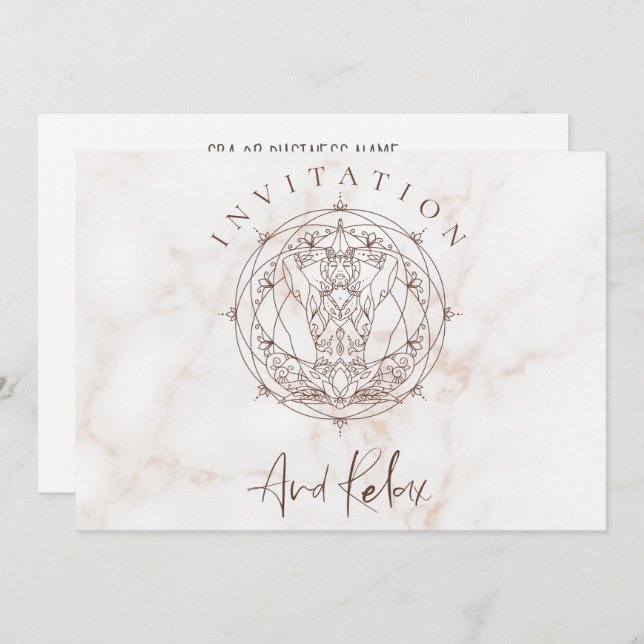 Grand Opening Spa Meditation Mandala Calm Marble Invitation (Front/Back)
