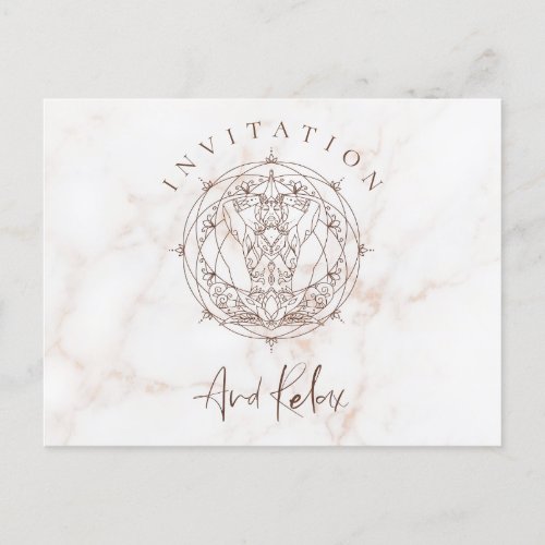 Grand Opening Spa Yoga Meditation Mandala Marble Invitation Postcard