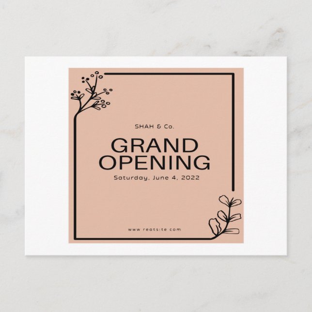 Grand opening template, banner, poster. Lettering  Postcard (Front)