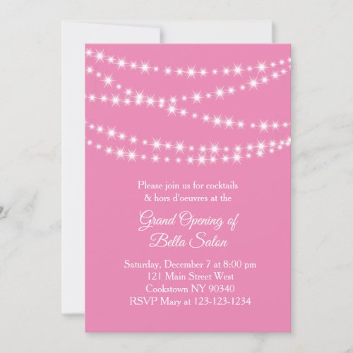 Grand Opening Twinkle Lights pink Invitation