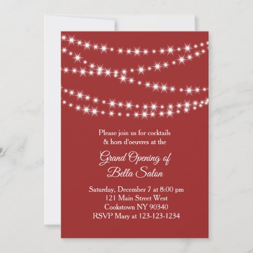 Grand Opening Twinkle Lights red Invitation