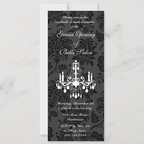 Grand Opening Victorian Damask black Invitation