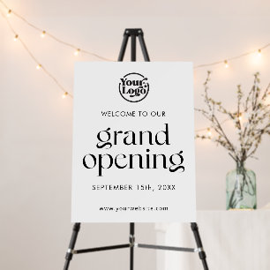 Grand Opening White Business Logo Modern Sign