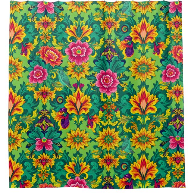 Grand Opulence Maximalist Shower Curtain (Front)