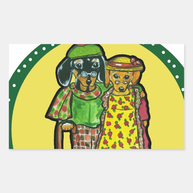 Grand Parent Doxies Rectangular Sticker (Front)