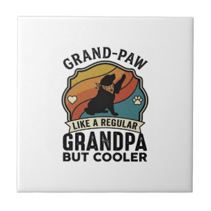 Grand Paw Grandpa Dog Retro Sunset Bandana_1 Ceramic Tile