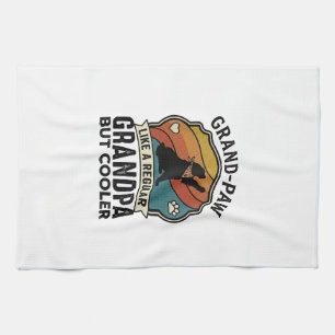 Grand Paw Grandpa Dog Retro Sunset Bandana_1 Kitchen Towel