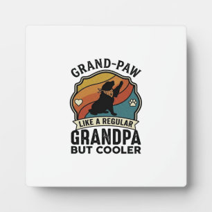 Grand Paw Grandpa Dog Retro Sunset Bandana_1 Plaque