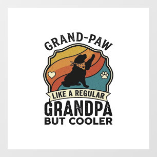 Grand Paw Grandpa Dog Retro Sunset Bandana_1 Window Cling