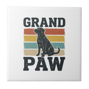 Grand Paw Vintage Dog Grandpa Shirt Design_1 Ceramic Tile