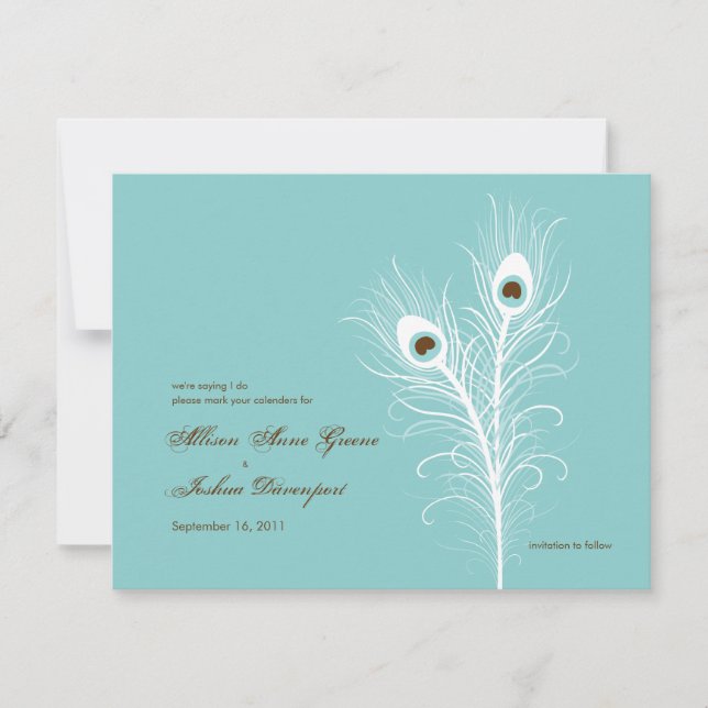 Grand Peacocks Save the Date Invitation (Front)
