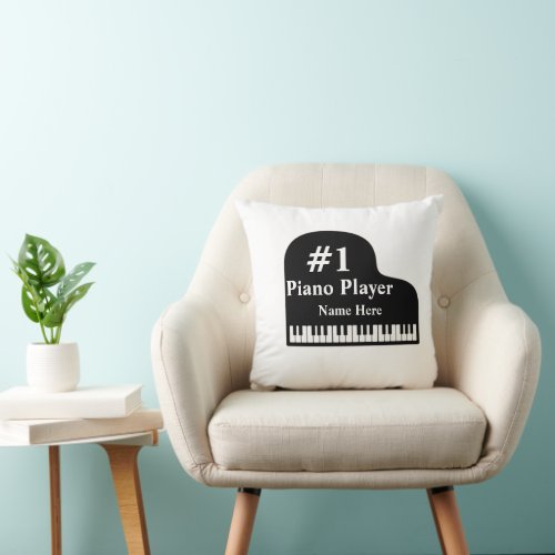 Grand Piano  1  Piano Player with name Pianist Throw Pillow