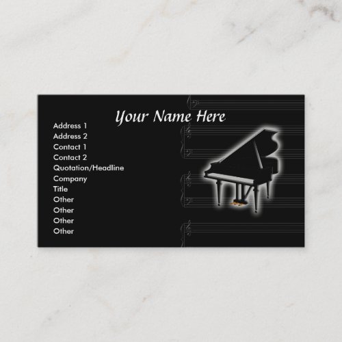 Grand Piano And Grand Staff Business Card Template