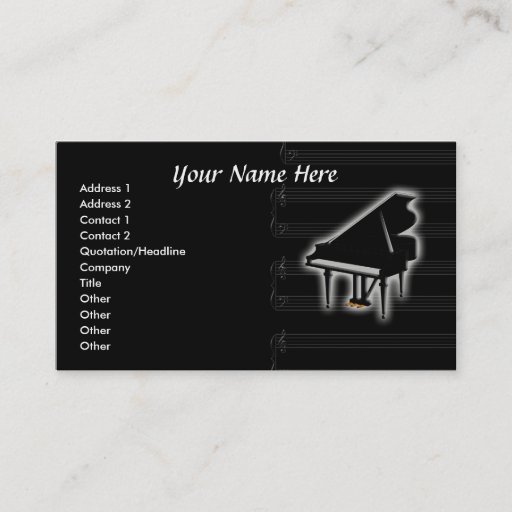 Customizable Grand Piano And Grand Staff Business Card Template