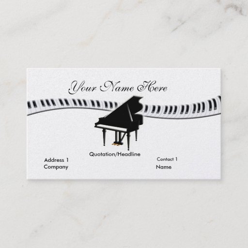 Customizable Grand Piano and Keyboard Business Card