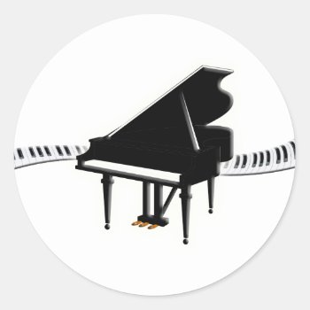 Grand Piano And Keyboard Classic Round Sticker by dreamlyn at Zazzle