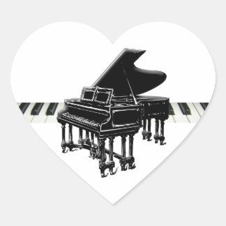Grand Piano and Keyboard Heart Sticker