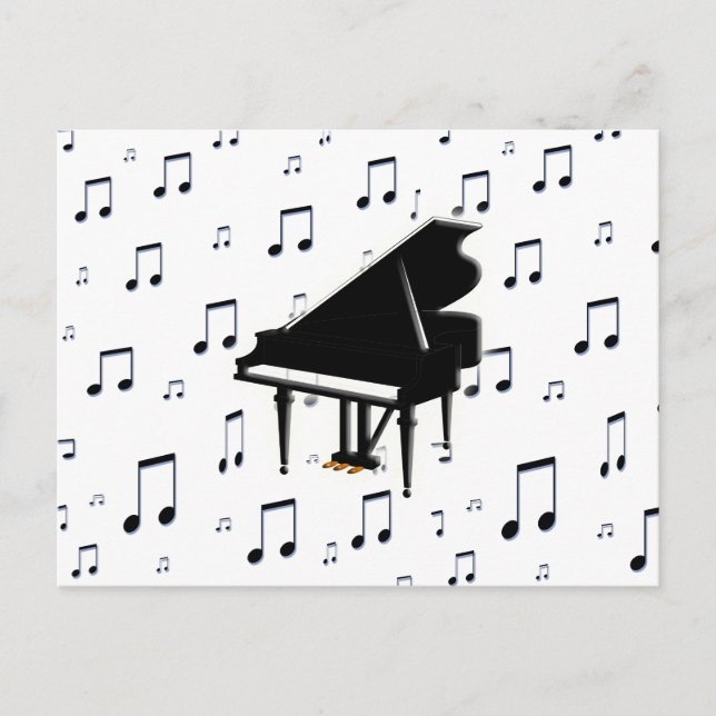 Grand Piano and Music Notes (Front)