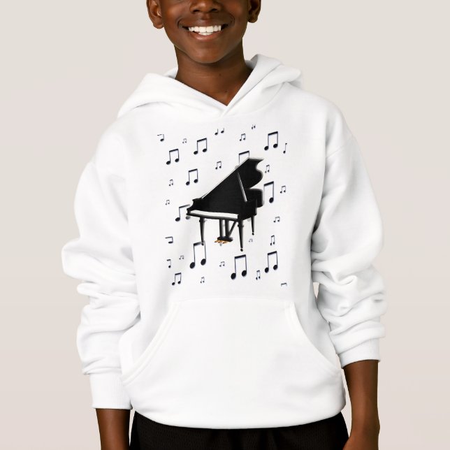 Grand Piano and Music Notes Hoodie (Front)