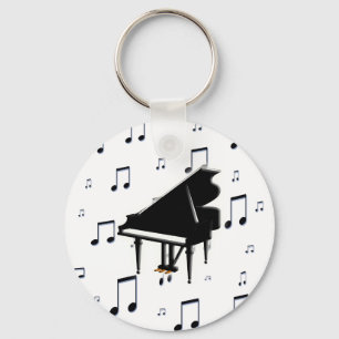 Grand Piano and Music Notes Keychain
