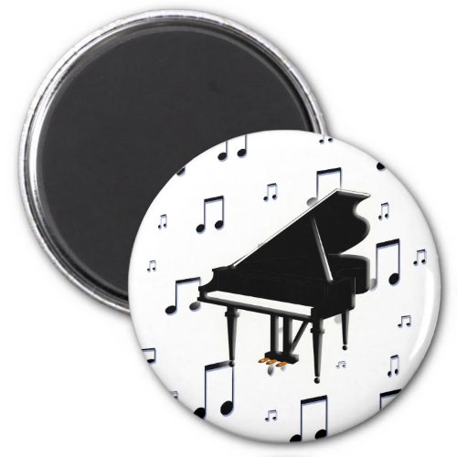 Grand Piano and Music Notes Magnet