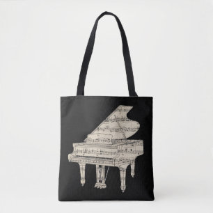 Grand Piano and Music Notes Tote Bag