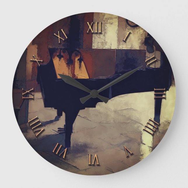 Grand Piano Artwork Large Clock (Front)