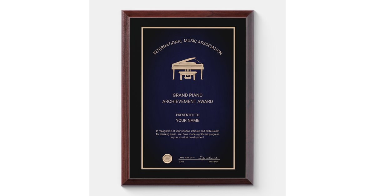 Grand Piano Award Plaque | Zazzle