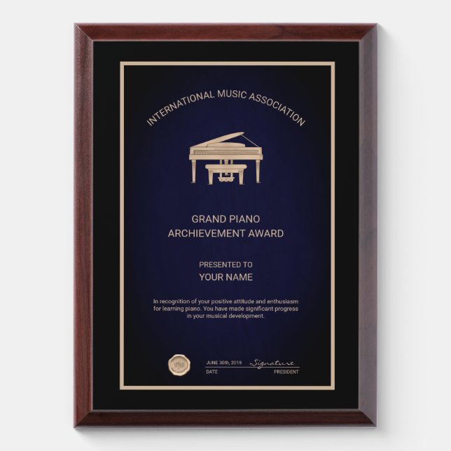 Grand Piano Award Plaque (Vertical)