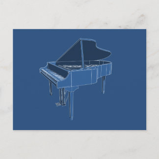Grand Piano: Blueprint Painting: Postcard