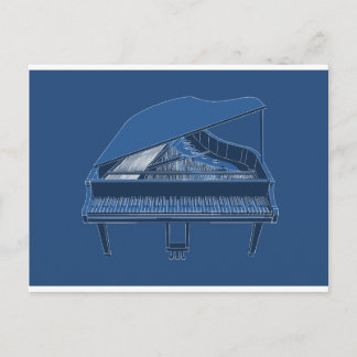 Grand Piano: Blueprint Painting: Postcard