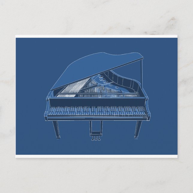 Grand Piano: Blueprint Painting: Postcard (Front)
