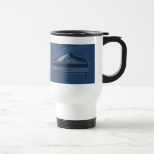 Grand Piano: Blueprint Painting: Travel Mug
